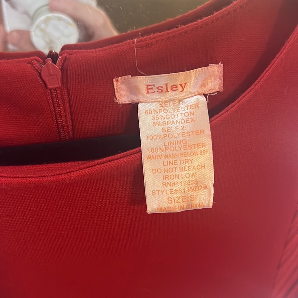 Esley Red Ribbed Textured Mini Dress - Picture 3 of 5
